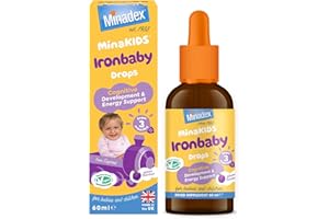 Minadex MinaKIDS Ironbaby Drops – Tasty Plum Flavoured Everyday Iron Supplement for Babies and Children, Minimal Iron Aftertaste, Supports Immune Health, Sugar-Free, Vegan, 60ml