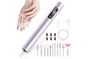 KKMOL Bezprzewodowa frezarka do paznokci żelowych, 25 000 obr./min, elektryczny pilnik do paznokci, 6 stopni prędkości, regulowany profesjonalny zestaw do manicure i pedicure, do domu i studia