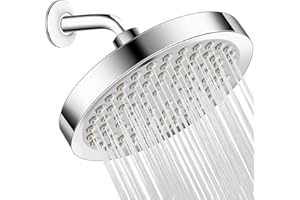 Yapwiki Rainfall Shower Head: 6 inch High Pressure Rain Shower Head, Overhead Fixed Rain Showerhead with Chrome Plated Finish, Adjustable Replacement Shower Heads for Bathroom, Universal Fittings
