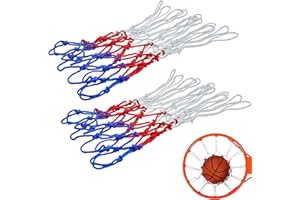 MEDILOE 2 Pcs Basketball Nets Replacement, Durable Tri-Colored Heavy Duty Basketball Net for Indoor Outdoor Sports Training (12 Loops)