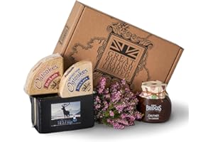 GREAT BRITISH TRADING LIMITED Scottish Cheese Gift Hamper with 1KG 1057 Scottish Cheddar, Chutney and Orkney Thin and Thick Oatcakes Crackers. Scottish Food Gift Box Ideal for Any Occasion from GREAT BRITISH TRADING