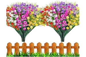 HBell 10 fiori artificiali per esterni piante artificiali in plastica resistenti ai raggi UV non sbiadiscono fiori finti per interni ed esterni piante da appendere casa giardino portico (multi)