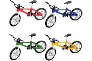 NOVELTY PLACE Mini Finger Bike - Miniature Fidget Bicycle Toy Game Set for Kids and Adults - Metal Bike Model Collections Decoration - 4 Colors (4 Pack)