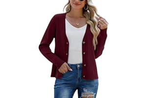 PrinStory Cardigan da donna aperto davanti lavorato a maglia a maniche lunghe maglione casual con bottoni donna a maniche lunghe cardigan