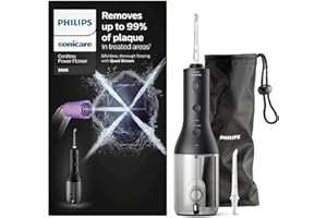 Philips Sonicare Cordless Power Flosser 3000 Oral Irrigator - Water Flosser for Teeth, Gums and Dental Care, Black (Model HX3826/33)