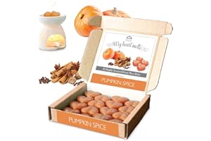 SPOTLESS LEOPARD Pumpkin Spice Wax Melts - 16 x 5g Strong Scented Pumpkin Wax Melts with Apple, Cake, Cinnamon & Clove Halloween, Autumn and Christmas Scents in a Presentation Gift Box -