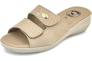 JOMIX Zapatillas Casa Mujer Chanclas Mujer Verano con Hebilla Pantuflas Anatómicas Ortopédicas Chanclas Cómodas con Puntera Abierta Banda Ajustable, Fabricadas en Italia
