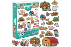 Fridge Magnets For Toddlers Magdum -19 FUNNY FARM Animals Fridge Magnets - Animal Magnets For Toddlers - Fridge Magnets For Kids - Kids Magnets - Magnetic Shapes- Magnet Toy - Kids Magnets For Fridge