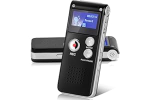 Helterfolg 16GB Dictaphone Voice Recorder, USB Rechargeable Tape Recorder with Playback, Portable Mini Voice Recorder with Multifunctional Digital Audio & MP3 Play(Black)