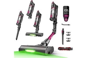 FAMIVAC FV3 Cordless Vacuum Cleaner 60KPa/50Min/120㎡, Foldable Tube, Anti-Tangle for Pet Hair, Self-Standing Greenlight Brush, 1.5KG Lightweight Handheld Vacuum Cleaner for Car/Carpet/Hard Floor