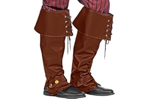 WIDMANN - Pair of Faux Leather Boot Covers, Unisex Adult, Pirate, Musketeer, Knight, Middle Ages, Carnival