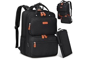 RAINSMORE Wickeltasche Rucksack Groß Baby Wickelrucksack mit Wickelunterlage Kinderwagenhaken Abnehmbare Cross Body Flasche Diaper Bag Multifunktionale Babytasche für Mama und Papa Schwarz