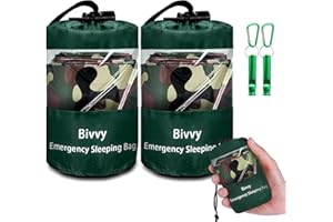 Emergency Sleeping Bag Survival Bag, Cymuber Portable Waterproof Thermal Bivy Sacks Tac Bivvy Bags,Camping Mylar Sleeping Bag Survival Gear Emergency Blankets Survival Shelter