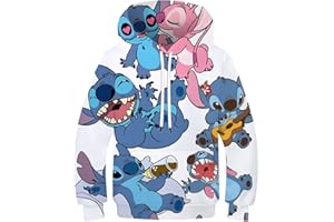 ZARUX Lilo & Stitch Sudadera con Capucha para Hombre Otoño Invierno Sudadera con Capucha Sudadera con Estampado 3D Ropa Jerséis Niños/Niñas Jersey Tops