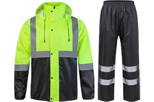 Yukirtiq Traje de Lluvia Para Hombres 2 Piezas Impermeable Conjunto de Chaqueta y Pantalón de Lluvia Traje Impermeable de Trabajo Reflectante