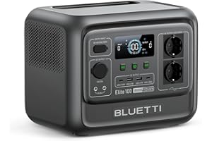 BLUETTI Elite 100 V2 (2025 Nuevo) Generador Solar, 1024Wh LFP Batería Respaldo, 2 Tomas CA 1800W (3600W Pico), 35% Más Pequeño, Energía para Acampar, Cortes, UPS Backup (Panel Solar Opcional)