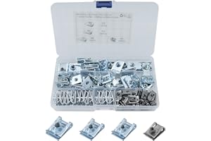 Aiyomi 80PCS Blechmutter Gewinde Clip Mutter Set U-Typ Blechmuttern M4 M5 M6 M8 Schnappmutter Set mit Aufbewahrungsbox Flachwinkelmutter Befestigungssortiment für Auto