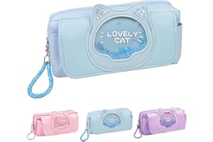 HAUTSTORE Blu Astuccio per Matite in Tela, Multifunzione Astuccio Portamatite Colorate, Portatile Astuccio Scuola per Matite di Grande Capacità a 3 Scomparti, Studenti Cancelleria Forniture Regali Portapenne