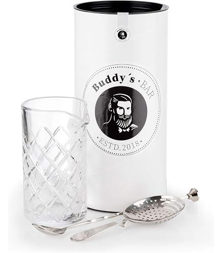 Kit Cocktail Professionnel - Verre à Mélanger Yarai, Jigger, Passoire, Cuillère - Cristal Sans Plomb
