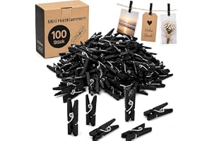 Gadpiparty 100 st mini tvättklämmor svart, små träklämmor svart, för foton, anteckningar, hantverk, dekoration och för att hä