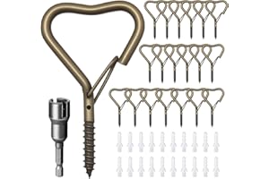Ticway 20 PCS Heart Shaped Hooks for Outdoor String Lights,Screw Hooks for Outdoor String Lights, Party Lights, Garage, Bird Feeder, Lanterns,Wind Chimes Bronze