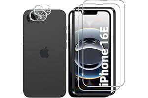 Lutree pour iPhone 16e Verre Trempé, 2+2 Pièces Protection écran + Caméra Arrière Protecteur Film, 9H Dureté HD Anti-Rayures Sans Bulles Vitre Trempé Protecteurs d'écran