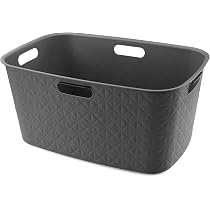 Corbeille à Linge CURVER Softex 56L - Design élégant, Empilable, Léger, 70% Recyclé - Bleu (59x43x34 Cm)