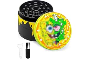 LHOEST Grinder Crusher - Molinillo de 24 dientes para hierbas, metal y aleación de zinc, con rascador y cepillo de plástico para especias, polen de especias, juego de 4 piezas para especias