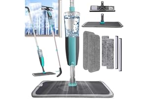 Jubor Limpiacristales con Pulverizador, Kit 4 en 1 de Limpieza de Aluminio, Escobilla de Suelo con Mango Telescópico 190cm, Profesional Limpiador de Ventanas para Suelo, Ventanas, Vidrio