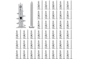 TAPVAI Kołek do płyt gipsowo-kartonowych, kołek do płyt gipsowo-kartonowych, 40 metalowych kołków do wnęk z 40 wkrętami, samowiercący kołek do płyt gipsowo-kartonowych