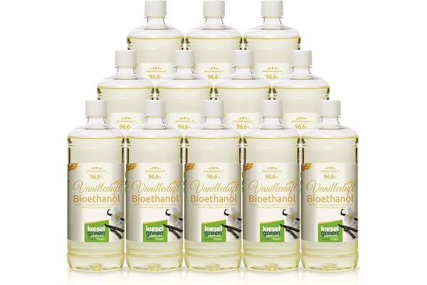 KieselGreen Bio-etanol 12 x 1 liter med doft för eldstad av etanol, många sorter – bioalkohol som miljödoft, bioetanolspisar, bio-spis, etanol