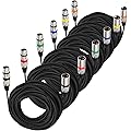 Lot de 6 câbles de microphone XLR, en nylon tressé, symétrique, DMX, 3 broches, mâle vers femelle, avec préamplificateurs/systèmes de haut-parleurs (3 m)