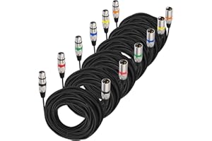 LANPOWAE XLR Mikrofonkabel, Nylongeflecht Premium Symmetrisches XLR Kabel, 3 Pin DMX Microphone Connection Cable Stecker auf Buchse DMX Mikrofonkabel mit Vorverstärkern/Lautsprechersystemen (2M 6Pack)