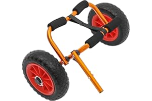 Ciounmb Aluminium Kayak Trolley Foldable: 80 kg Load Capacity, Transport Trolley for Canoes and Kayaks, with Solid Rubber Tyres, Padding and Long Strap for Fixing
