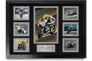 HWC Trading Valentino Rossi Cadeaux imprimés photo autographe signée pour les fans de course MotoGP - A2 Encadré