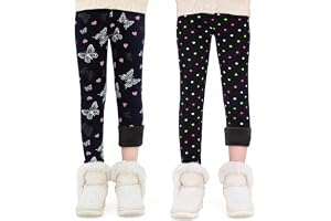 FILOWA Termoleggings för flickor, 2-pack, elastiska varma byxor, storlek