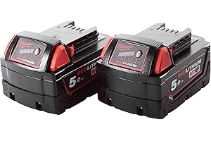 Milwaukee M18B5 18V 5Ah Battery Pack of 2, 18 V, Red