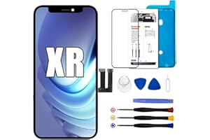 Dinow Display für iPhone XR, (6,1 Zoll) LCD Bildschirm für iPhone XR, LCD Ersatz mit Reparaturset, kompatibel mit Modell A2105/ A1984/ A2107/ A2108/ A2106 (Face ID, 3D Touch)
