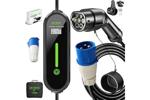 JATRHG EV Chargeur 10M 7.2KW-1.5KW 32A|16A|13A|10A|8A Type 2 Station de Charge Voiture Electrique Portable Courant Commutable Voiture Electrique Chargeur Rapide monophase