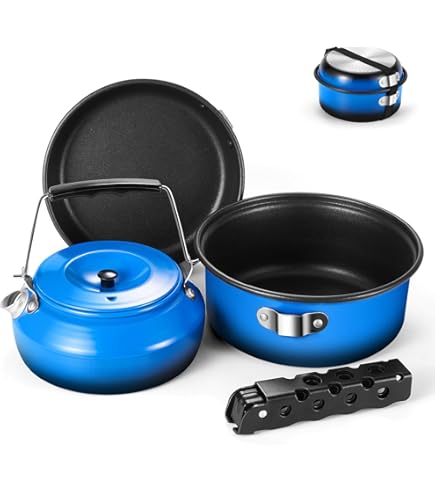 Set Pentole Da Campeggio In Alluminio - 37 Pezzi Leggeri E Pieghevoli - Foto 12