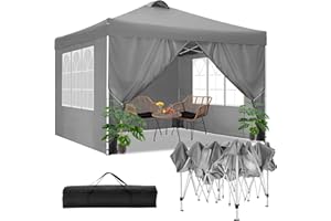 TOOLUCK Pavillon 3x3m Wasserdicht Stabil Winterfest Faltpavillon Partyzelt Gartenpavillon mit Entlüftung, 4 Seitenteilen, 4 S