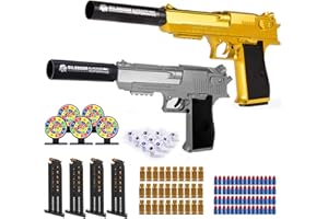 SZJYMY Toy Gun Soft Bullets Fully Automatic Reloading Rebound Shell Ejecting Shooting Games Toy Pistol Education Model Toys Soft Foam Blaster Gift for Kids Boys Girls Ages 6+(Gold)