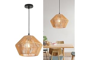 ‎FORCOSO FORCOSO Hängelampe Rattan, Boho Lampe Rattan Hängend Ø30 cm, Deckenlampe Rattan E27, Hängeleuchte Geflochten max.60W für Schlafzimmer Wohnzimmer Esszimmer Flur Küche - Braun