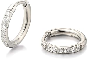 Limerencia F136 Pendientes de Aro Titanio, 8-14mm Ligero Pendientes Hipoalergenicos Titanio 20G para Mujeres, Hombres Niñas y Adolescentes