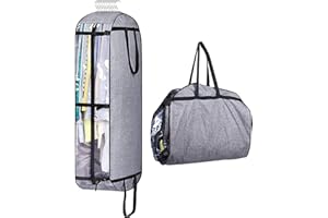 Gevvnss Porta Abiti da Viaggio 125 x 60 x 25 cm,Custodia Abiti con Scomparto per Tracolla,Anti Polvere per Borsa per Abiti,per Vestiti,Viaggi D'affari Viaggi Matrimoni Feste,Grigio
