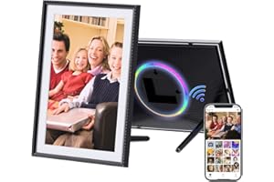 HDeye Cyfrowa ramka na zdjęcia 10,1", WiFi, ekran dotykowy IPS 1280 x 800, pamięć 32 GB, automatyczne obracanie, montaż na ścianie, łatwa konfiguracja zdjęć i filmów natychmiast za pomocą aplikacji