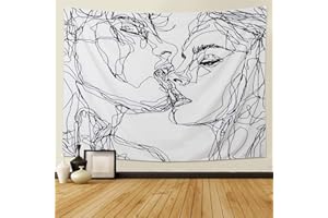 LOMOHOO Tapisserie Crâne Les Amoureux s'embrassant Tenture Murale Noir et Blanc Tapisserie Squelette Humain avec Couronne de Rose Tapisseries de décoration Art Mural pour Chambre XL/175x230cm