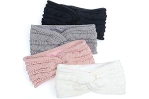 DRESHOW Femmes Chaud Tricoté Bandeau Hiver Oreille Plus Chaud Crochet Tête Enveloppe épais Polaire Doublure Cheveux Bandes