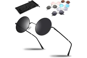 Netrox® Runde Sonnenbrille im Retro-Stil | UV400-Schutz mit polarisierten Linsen | Unisex Brille inkl. Etui und Microfaserbeu