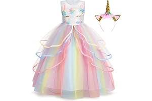 Foierp Unicorno Vestito Bambina, Costumi Unicorno Bambina Festa Cosplay Abito da Sposa Carnevale Ballo Abito Festa di Compleanno Vestito della Principessa